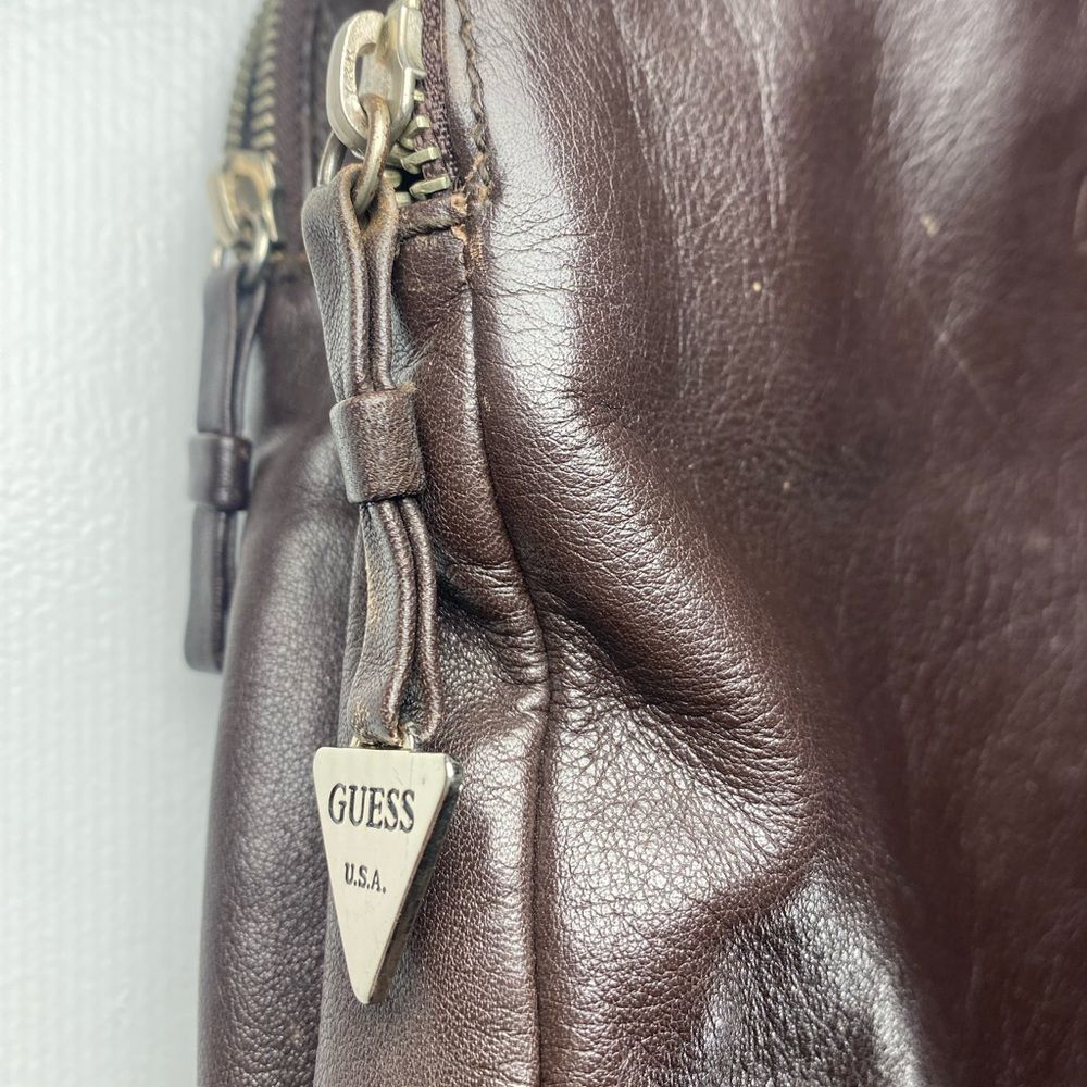 Vintage-style 2000s GUESS Brown Leather 9 Inch Backpack - Picture 8 of 9